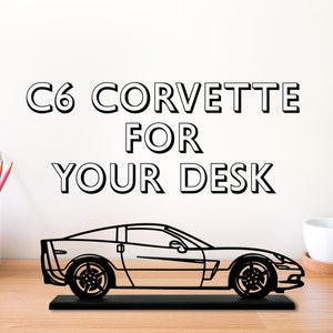 C6 Corvette Custom Name Model decor for office and bookshelf decor for car lover and Corvette enthusiast wireframe mode for man cave