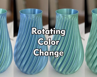 Tropical Color Shifting Blue & Green Vase, Spiral Swirling, Original gift for her, The V2 in Blue Hawaii, Multiple Sizes