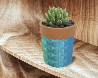 Tropical Color Shifting Blue & Green Vase Pot, Knurled AI Pattern, Gift for her, The K1 in Blue Hawaii, Multiple Sizes, Desk Accessory