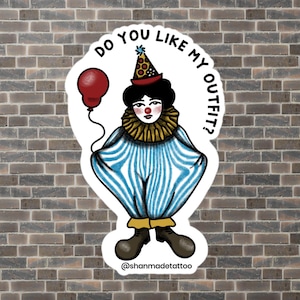 Sad Clown Traditional Sticker