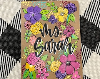 Personalized Hand Painted Floral Clipboard | Teacher Gift with Name
