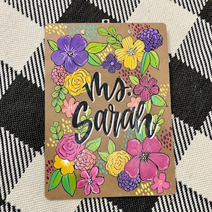 Hand Painted Clipboard, Personalized Teacher Gift, Custom Gift