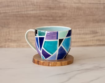 Abstract Mug, Purple Mug, Watercolor Mug, Colorful Mug, Geometric Mug