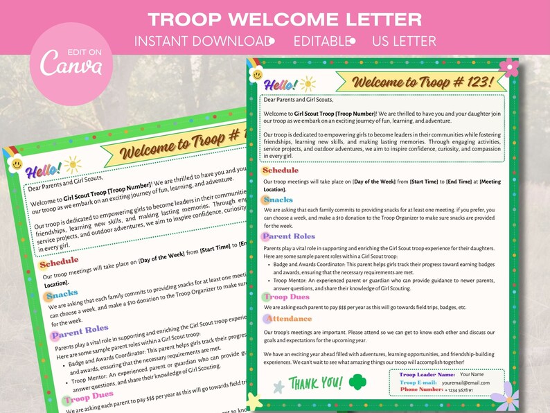 2024 Girl Scout Daisy Brownie Welcome Letter, Troop Welcome Letter ...