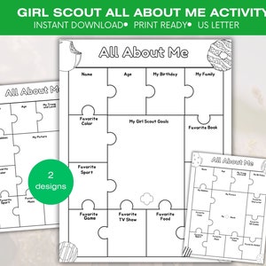 2024 Printable All About Me Scout Activity, Editable New Member Introduction For All Level, Scout Craft, Instant Download, Daisy Intro Sheet