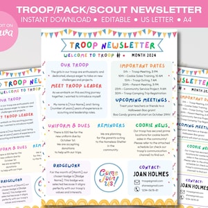 Troop Newsletter Girl Scout Newsletter Cub Scout Newsletter Boy Scout Newsletter School Agenda School Newsletter