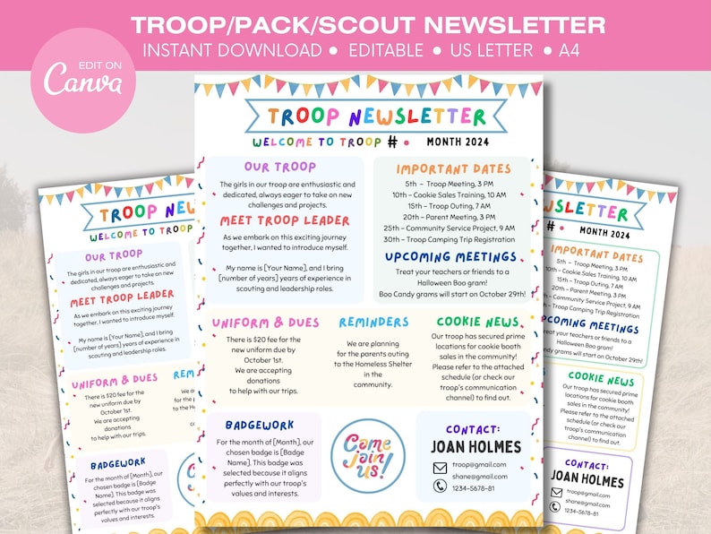 Troop Newsletter Girl Scout Newsletter Cub Scout Newsletter Boy Scout Newsletter School Agenda School Newsletter