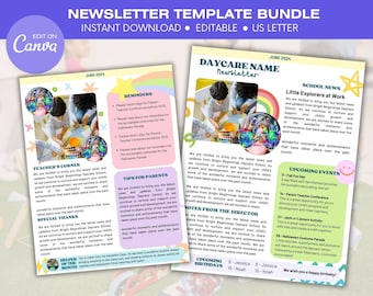 2024 Daycare Newsletter Template, Preschool Newsletter, Baby Toddler Newsletter, Editable Canva Childcare Newsletter, Classroom Parent News