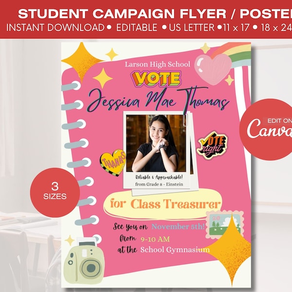 Campaign Flyer Student Council, Vote Campaign Flyer, Class Campaign Flyer Template, Student Council Posters, Vote for Class President