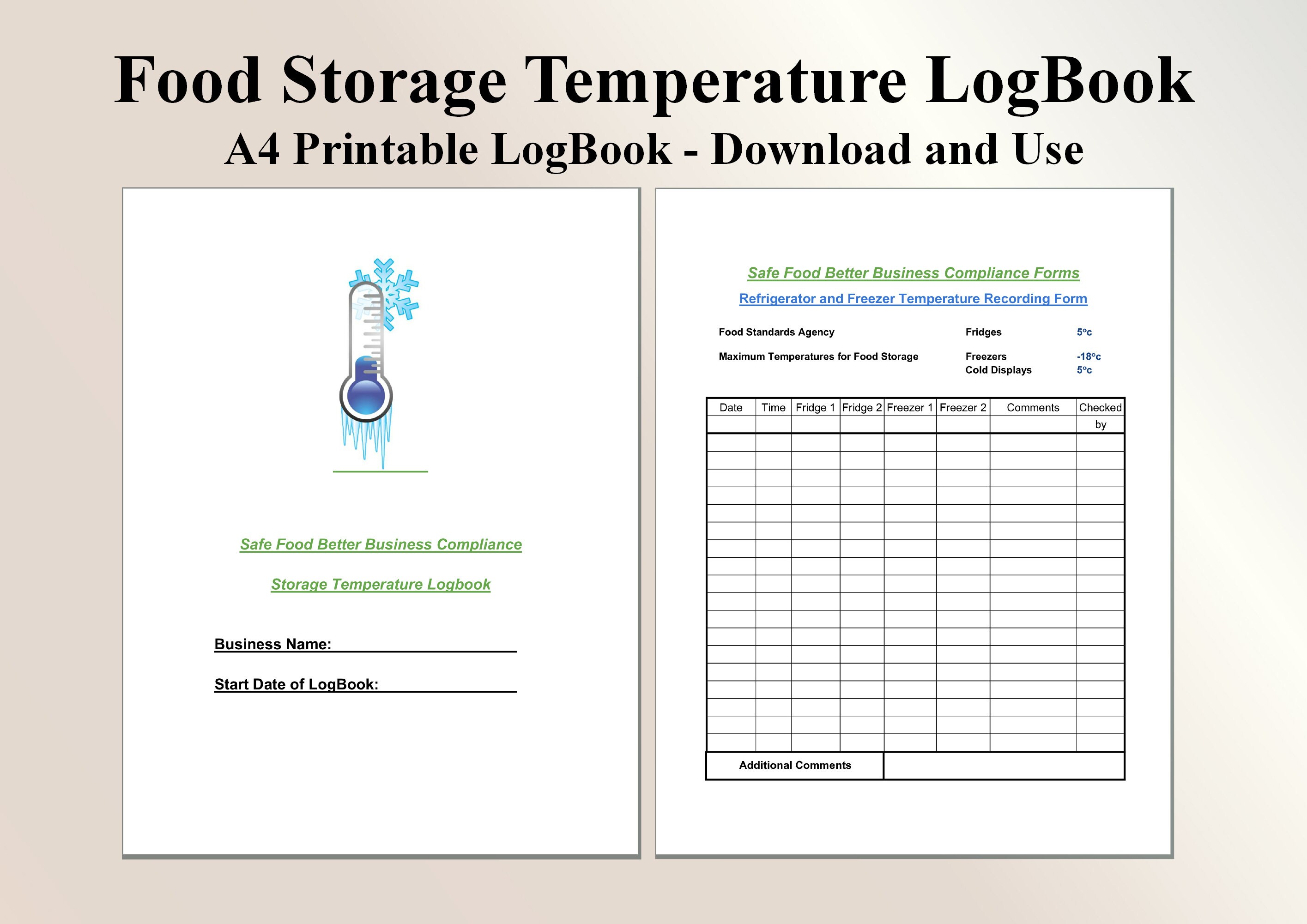 safe catering fridge temperature sheets Food temperature log book food