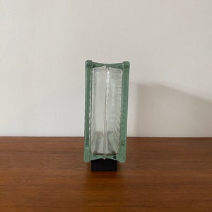 Minimalist, vintage glass block LED table lamp image 6