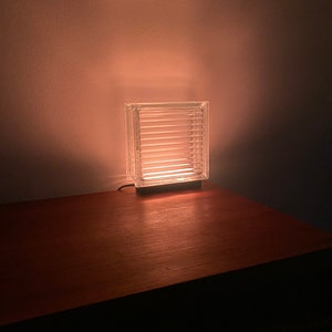 Minimalist, vintage glass block LED table lamp image 1