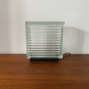 Minimalist, vintage glass block LED table lamp image 4