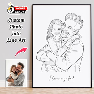 Custom Line Drawing, Family Line Art Drawing, Personalized Mother Gift, Family Portrait, Custom illustration, Mothers Day Gift - LA001