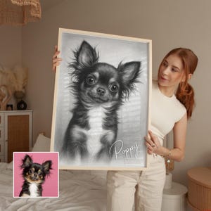 Personalisierte Haustier Bleistift Zeichnung, individuelle Hund & Katze Gedenkgeschenk, Hunde-Portrait-Skizze vom Foto, digitale Haustier in Kunst druckbare.