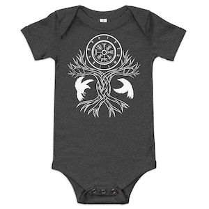 Raventree Baby Bodysuit | Graphic Viking Infant Romper | Nordic Baby Clothing | Norse Baby Shower Gift for Boy or Girl