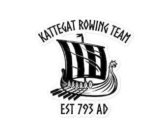 Kattegat Rowing Team All Weather Matte Vinyl Sticker, Graphic Viking/Norse/Nordic Sticker, Decorative Runic, Pagan Axe Car Decor