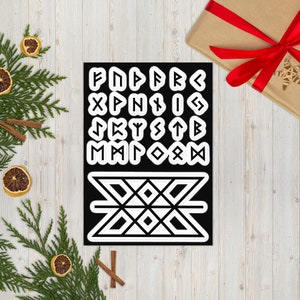 Elder Futhark Runes Sticker sheet, Viking/Norse/Nordic Runic Decals for Indoor Use on Laptop/Decorations/Labelling, Web of Wyrd Symbol