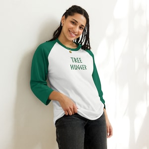 Tree Hugger Unisex 3/4 Sleeve Raglan Tee, Poison Ivy Casual Cosplay Yggdrasil Shirt, Viking/Norse/Nordic Sleeveless Graphic Top