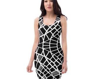 Women&#39;s Sleeveless Carpet Con Marriott Marquis Pattern Bodycon Dress