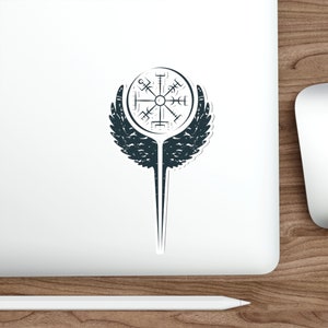 Adesivo Valkyrja, adesivo in vinile opaco per tutte le stagioni, grafica vichinga/norrena/nordica, runica decorativa, decorazione per auto pagana Valkyrie Shieldmaiden