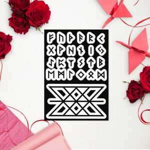 Elder Futhark Runes Sticker sheet, Viking/Norse/Nordic Runic Decals for Indoor Use on Laptop/Decorations/Labelling, Web of Wyrd Symbol