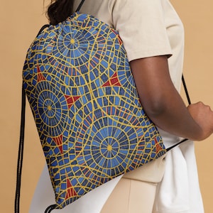 Bolsa con cordón de alfombra, patrón Marriott Marquis, mochila de diseño colorido para convenciones, contras, estilo gráfico, regalo/presente de cosplay