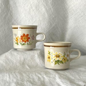 Vintage Mikasa Floral Mugs, Set of Two, Soft Spoken and Spring Florals