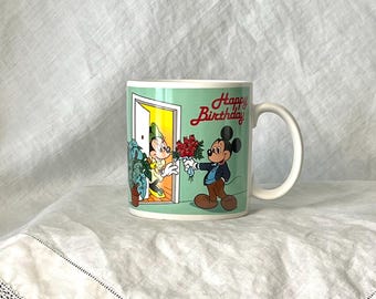 Vintage Disney Mug, Minnie's Birthday with Mickey Mouse, 1987