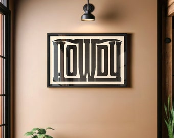 Howdy Poster Gift for Home, Bold Western Typography Wall Art Housewarming Gift, Welcome Sign, Longhorn Howdy Picture, Modern Farmhouse Decor