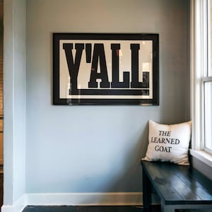 Y'all Typography Poster Gift for Home, Western Wall Art Housewarming Gift for Living Room, Southwestern Ranch Decor for Modern Farmhouse