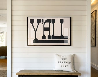 Y'all Typography Poster Gift for Home Western Wall Art Modern Farmhouse Decor Southern Print Housewarming Gift Eclectic Art