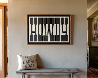 Howdy Poster Gift for Home, Bold Western Typography Wall Art Housewarming Gift, Welcome Sign, Simple Howdy Picture, Modern Farmhouse Decor