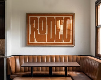 Rodeo Typography Poster, Western Wall Art, Burnt Orange Farmhouse Decor, Southwestern Rodeo Print, Cowboy Wall Art