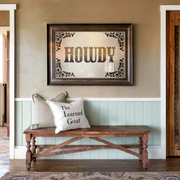 Howdy Typography Art Print, Southwestern Wall Art, Western Decor, Southern Home Art, Modern Design Poster, Ranch Wall Decor, Type Design