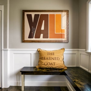 Yall Typography Poster Gift for Home, Yellow Western Wall Art Housewarming Gift, Bold Southern Decor, 60s Yall Means All Print