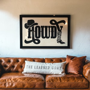 Howdy Typography Poster Gift for Home Western Wall Art for Farmhouse Decor Rustic Housewarming Gift Welcome Sign Howdy Picture