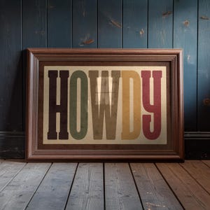 Howdy Typografie Print: Rustikale Western Wand Kunst (Digitaler Download)