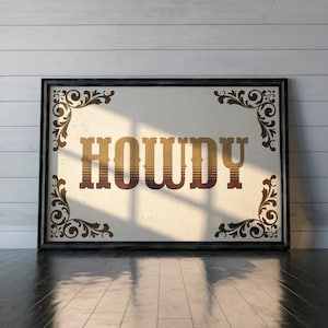 Howdy Typografie Print: Vintage Western Bauernhaus Dekor (Digitaler Download)