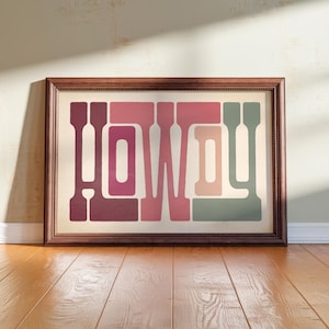 Instant Digital Download: Howdy Typography Poster Gift, Cowgirl Wall Art, Pink Howdy Print, Girly Farmhouse Decor, Western Welcome Sign
