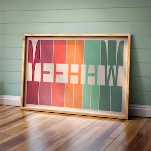 YeeHaw Typography Poster Gift for Cowgirl Yee-Haw Wall Art, Gorgeous Colorful Western Poster, Instant Digital Download Pink Farmhouse Decor