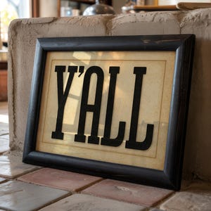 Y&#39;all Typografie Print: Antikes rustikales Wandbild, Western Typografie Poster (Digitaler Download)