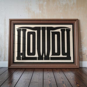 Howdy Typography Print: Bold Western Wall Art (Digital Download)