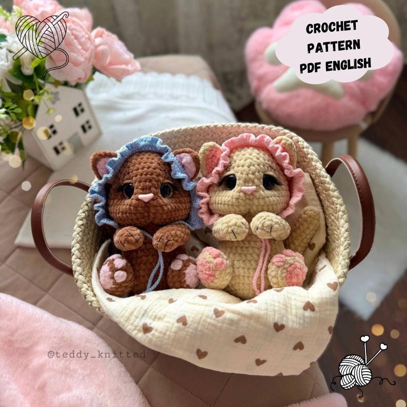 Kitten Crochet Pattern: Plush Cat Amigurumi Toys (PDF Pattern English) image 1