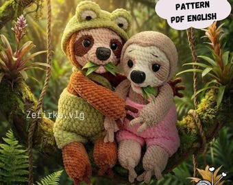 Sloth Crochet Pattern: Amigurumi Animal Plush Toy (PDF Pattern in English)