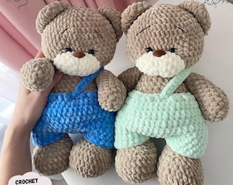 Patrón de ganchillo de osito de peluche: juguete de amigurumi de peluche con ropa (patrón en PDF en inglés)
