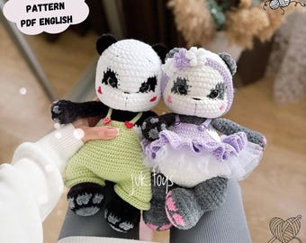 Panda Crochet Pattern: Amigurumi Plush Toy Animal with Clothes (PDF Pattern English)