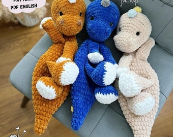 Wzór na szydełko z dinozaurem: pluszowa zabawka amigurumi w kształcie dinozaura (wzór w formacie PDF w języku angielskim)
