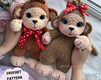 Affe Häkelanleitung: Plüschtier Amigurumi (PDF Anleitung englisch)