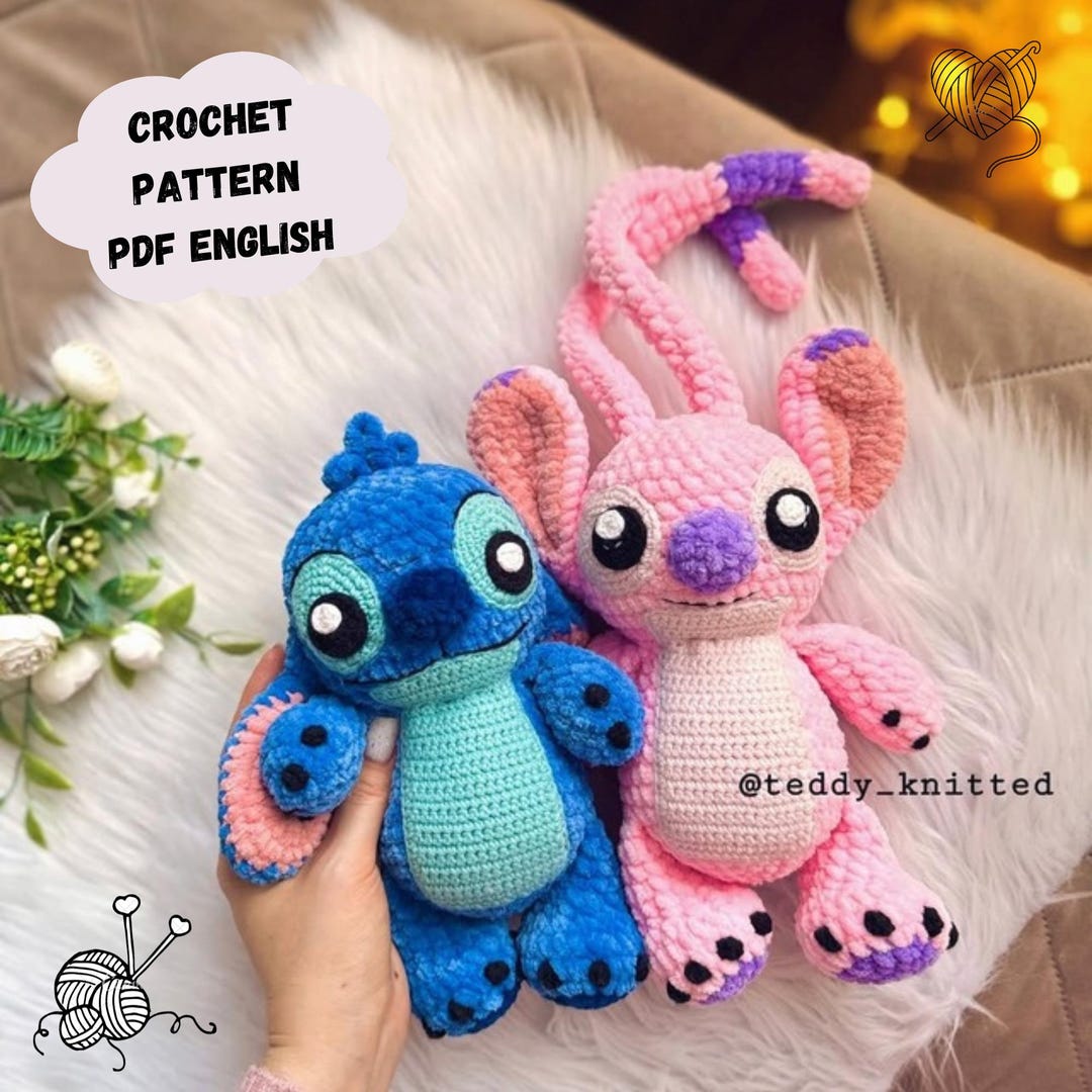 Stitch and Angel Crochet Pattern Plush Amigurumi Toy (PDF Pattern